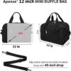 Small Gym Bag Carry On Bag - 12 in Mini Duffle Bag Lightweight for Overnight Travel（Black）