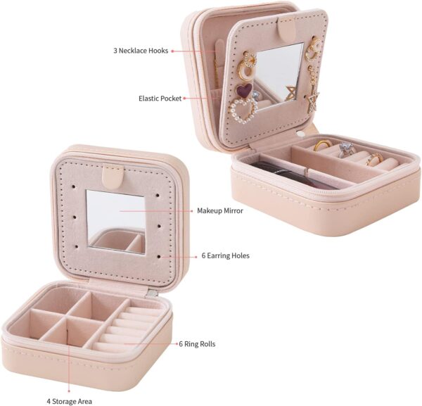 61gyKDu99FS._AC_SL1500_.jpg KElofoN Travel Jewelry Case and Organizer with Mirror - Gift for Women and Girls