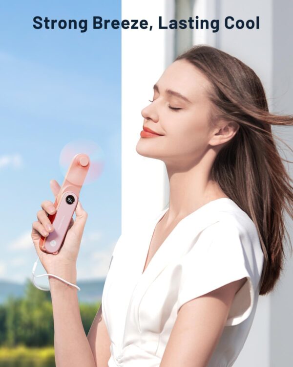 61hv-NeVZDL._AC_SL1500_.jpg SWEETFULL Portable Handheld Mini Fan with LED Display, 2-in-1 Personal Foldable USB Rechargeable Hand Held Fan & Flashlight for Travel, Lash Eyelash, Cute Small Pocket for Women, Girls