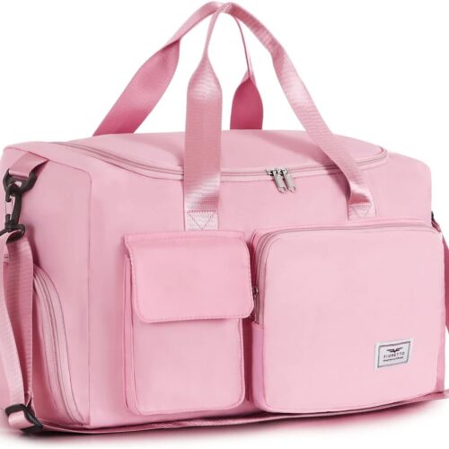 61i6CmTvHnL._AC_SL1500_.jpg FIORETTO Women’s Gym Duffle Bag with Shoes Compartment, 37L Capacity, Ideal for Travel, Gym, Sports, Duffel, Weekender