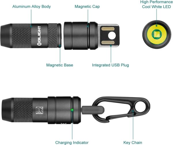 61iAxvj8CPL._AC_SL1500_.jpg OLIGHT IMINI 2 EDC Rechargeable Keychain Flashlight, 50 Lumens Compact and Portable Mini LED Keyring Lights with Built-in Battery Ideal for Everyday Carry and Emergencies (Black)