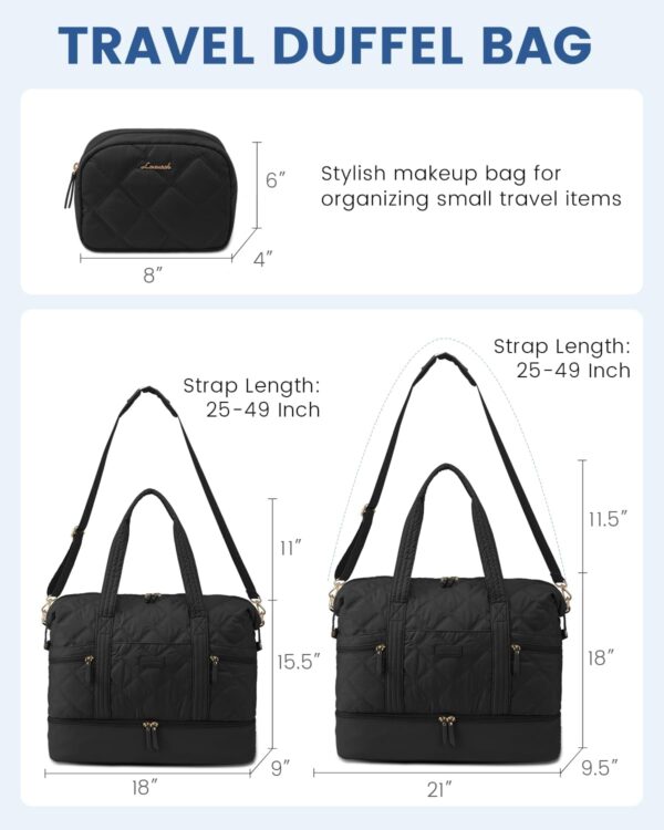 61kmvgokmvL._AC_SL1500_.jpg LOVEVOOK Travel Duffle Bag, Lightweight Weekender Bags for Women with Shoe Compartment, Puffer Gym Bag Personal Item Travel Bag, Quilted Overnight Bags and Hospital Bag for Labor and Delivery, Black