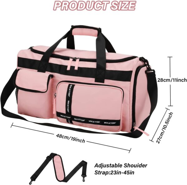 61lk5r1BkTL._AC_SL1500_.jpg MAXTOP Gym Bag for Women Travel Duffle Carry On Tote Weekender Bag Large Capacity Pink Overnight Bag With Shoe Compartment Gym Tote with Dry and Wet Separation