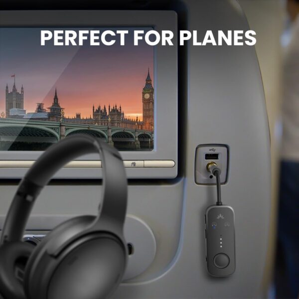 61lx-nm3rdL._AC_SL1024_.jpg Avantree Relay - Premium Airplane Bluetooth 5.3 Adapter, Supports 2 AirPods or Headphones with aptX Adaptive, 3.5mm AUX Jack Wireless Audio Transmitter for Planes, Airline, Travel, TV