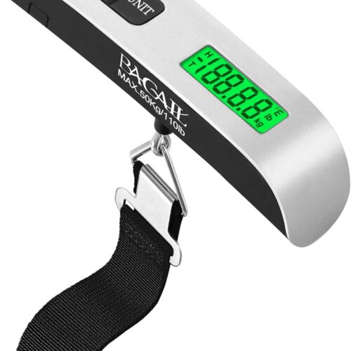 61oZPjORIL._AC_SL1500_.jpg BAGAIL Digital Luggage Scale, 110lbs Hanging Baggage Scale with Backlit LCD Display, Portable Suitcase Weighing Scale, Travel Luggage Weight Scale with Hook, Strong Straps for Travelers