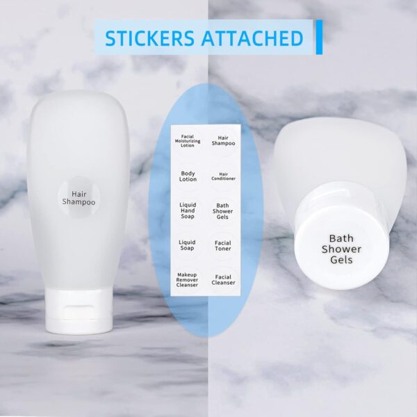 61oaeJ-yVGL._SL1500_.jpg TSA Approved Travel Bottles Set for Toiletries Travel Size Containers Kit 4 Pack Portable Leak Proof Refillable Squeeze Cosmetic Airplane Essential Shampoo Hair Conditioner Body Lotion Bath Shower Gel