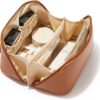 61oar3sdHAL._AC_SL1500_.jpg EACHY Travel Makeup Bag,Large Capacity Cosmetic Bags for Women,Waterproof Portable Pouch Open Flat Toiletry Bag Make up Organizer with Divider and Handle