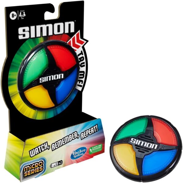 61rk6JB8-PL._AC_SL1000_.jpg Hasbro Gaming Simon Micro Series Electronic Game for 1 or More Players, Classic Simon Gameplay in a Compact Size, Fun Party Game for Kids Ages 8+