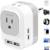 Mapambo Upgraded 220V to 110V Voltage Converter US to Europe Converter for European Travel Plug Adapter with 2 USB Port 2 USB C International Power Adapter for US to France Germany (Grey)