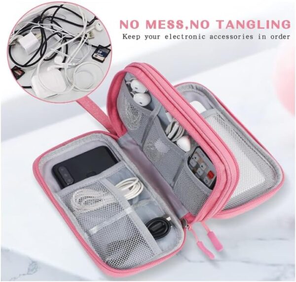 HORNO Travel Cord Organizer，Electronics Accessories Organizer Pouch Bag for Charger,USB Cable,Business Travel Gadget Bag ﻿ (Pink)