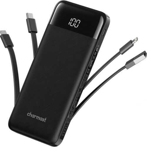 61sqjfNvuXL._AC_SL1500_.jpg Portable Charger with Built in Cables, Portable Charger with Cords Wires Slim 10000mAh Travel Essentials Battery Pack 6 Outputs 3A High Speed Power Bank for iPhone Samsung Pixel LG Moto iPad