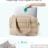 BAGSMART Puffer Travel Duffel Bag, Small Gym Bag for Women, Water-resistant Weekender with Shoe Compartment, Camel