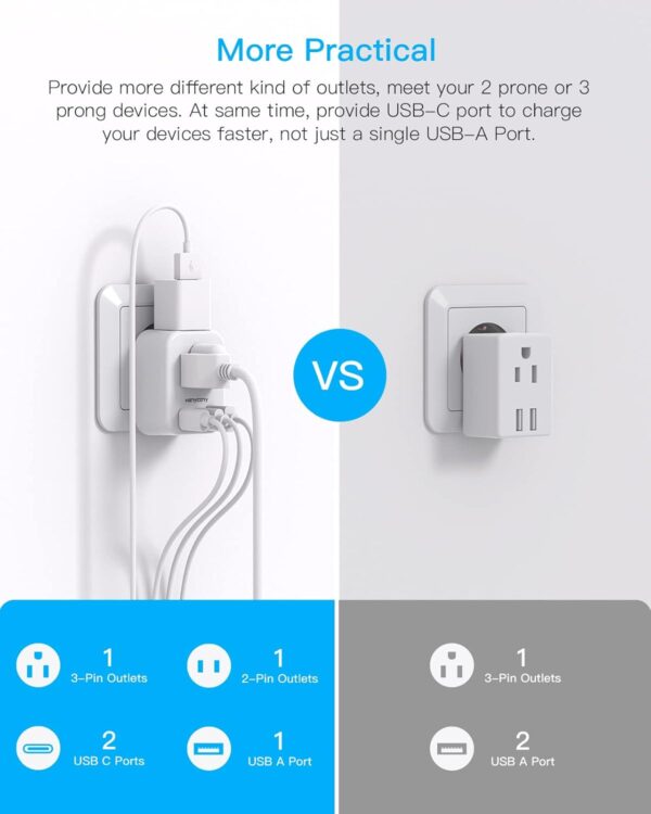 European Travel Plug Adapter for International, HANYCONY Italy Spain Power Adapter 2 Outlets 2 USB C Ports, Type C Adapter Travel Cruise Essentials for US to Most Europe France Germany EU, 2 Pack