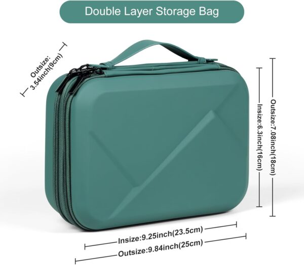 61xRt9LVulL._AC_SL1500_.jpg EVA Electronic Accessories Storage Case Large Shockproof Waterproof Storage Bag for Electronics Organizer Portable Cable Storage Bag for Travel or Work (Green, Double Layer)