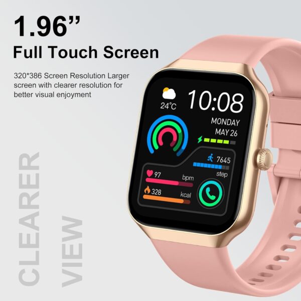 Smart Watch for Women, 1.96"HD Smartwatch (Answer/Make Call) with Heart Rate/Sleep Monitor/Spo2/Pedometer, Fitness Activity Tracker 113+ Sport Modes IP68 Waterproof Watches Women for Android iOS Pink