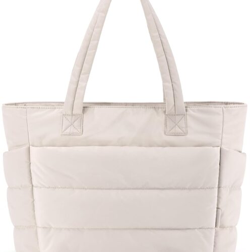 61zM8ZInhCL._AC_SL1500_.jpg BAGSMART Tote Bag for Women, Lightweight Puffy Tote Bag with Compartments, Quilted Shoulder Bag Handbag for Travel, Work