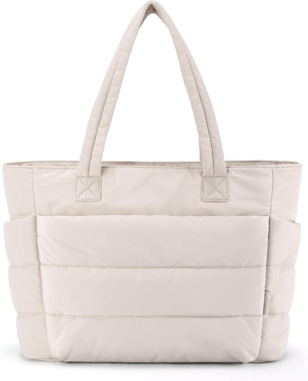 61zM8ZInhCL._AC_SL1500_.jpg BAGSMART Tote Bag for Women, Lightweight Puffy Tote Bag with Compartments, Quilted Shoulder Bag Handbag for Travel, Work