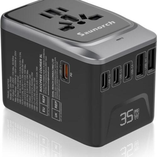 71-Sg4JrfsL._AC_SL1500_.jpg Universal Travel Adapter, PD 35W 7 in 1 International Power Plug Adapter with 7.0A 4 USB-C and 2 USB-A Fast Wall Charger, Worldwide AC Outlet for US Europe UK AUS (Black+Silver)