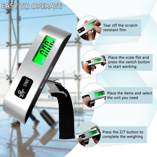 71-chPnmXfL._SL1500_.jpg Luggage Scale, 110lb Luggage Weight Scale with 4 Unit Switching Functions&LED Display, Luggage Scale Travel Digital for Weighing Luggage, Backpacks, Packages and Markets