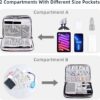 Electronics Organizer Travel Case Cord Cable Charger Organizer Bag Travel Accessories Essentials for Women Men Double Layers Tech Pouch with 5 Cable Ties for Phone Power Bank SD Card USB, Black