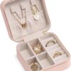71-qpLrSf1L._AC_SL1500_.jpg Vlando Travel Jewelry Case - Mothers Day Gifts for Mom Grandma Wife - Small Jewelry Travel Organizer Box Travel Essentials Christmas Gift for Women Girl - Pink