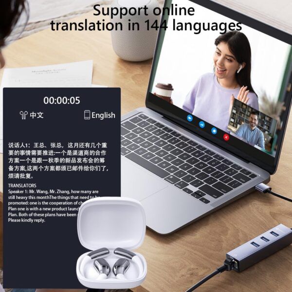7109SsvVZFL._AC_SL1001_.jpg One-Click Translator Earbud, Language Translator Earbuds, A38 Wireless Translation Earbuds Real Time, AI Translation Earbuds, OWS Ear Bud Translator Device for Business Travel (White)