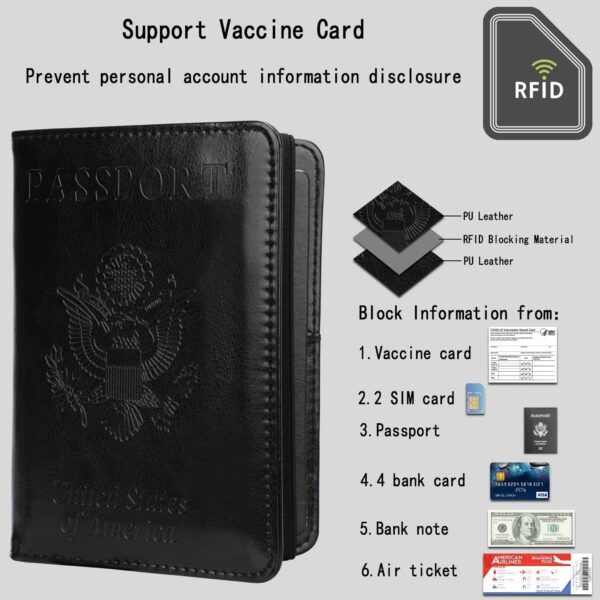 710Hpx5u-eL._AC_SL1500_.jpg GDTK Leather Passport Holder Cover Case RFID Blocking Travel Wallet (Black)