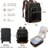 LOVEVOOK 40L Large Travel Backpack for Women Men, 17 Inch Carry on Backpack for Traveling on Airplane, Personal Item Bag Airline Approved, Business Causal Weekender Backpack, Black-Brown