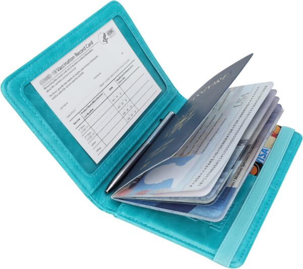 GDTK Leather Passport Holder Cover Case RFID Blocking Travel Wallet (Sky Blue)