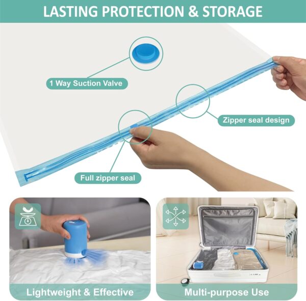 Travel Vacuum Bags with Electric Pump, 8 Pack Vacuum Travel Bags for Luggage and Suitcase, Vacuum Seal Space Saver Compression for Clothes Clothing
