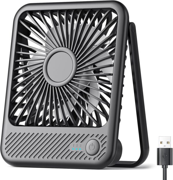 710allIHBL._AC_SL1500_.jpg Koonie USB Desk Fan, Strong Wind Ultra Quiet Small Personal Fan with 180° Tilt Folding and 3 Speeds Adjustable, USB-C Corded Powered Mini USB Fan for Office Desktop Bedroom, NO BATTERY