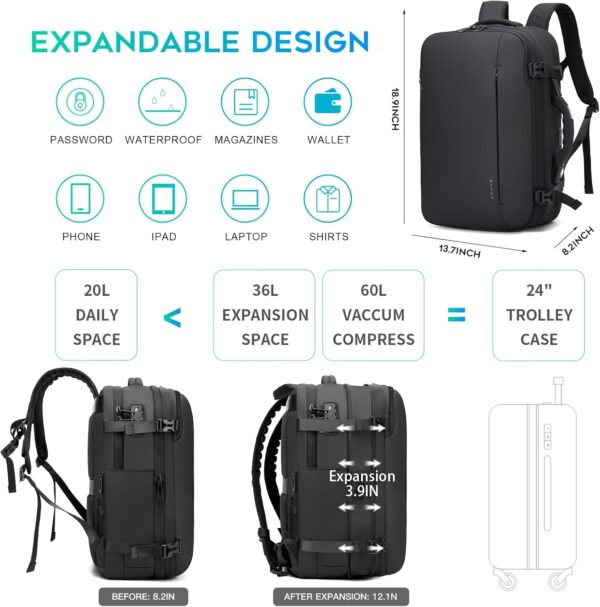 710r0MsAbEL._AC_SL1500_.jpg BANGE Airback Backpack with electronic scaleVacuum Compression Travel Backpack,Expandable Backpacks with Pump for Airplanes (With Air Pump)