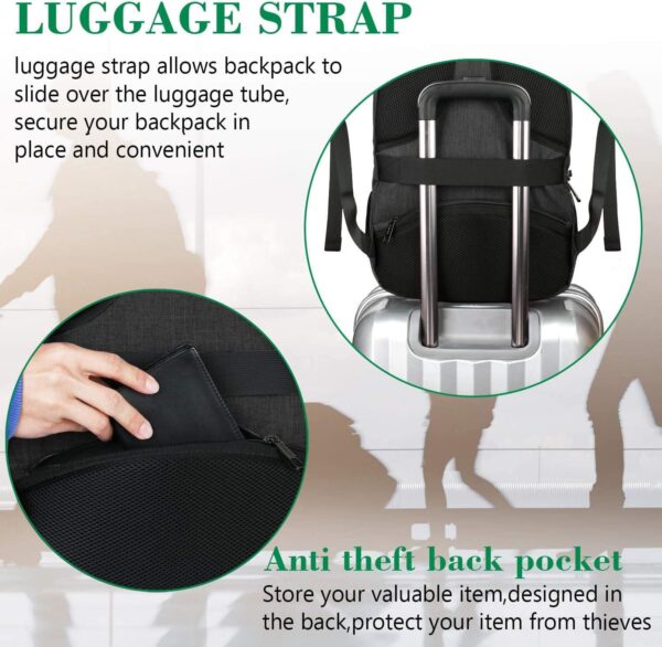 710tWGwFlTL._AC_SL1500_.jpg MATEIN Business Laptop Backpack, 15.6 Inch Travel Laptop Bag Rucksack with USB Charging Port, Water-Resistant Bag Daypack for Work College Computer Men Women Backpack, Black