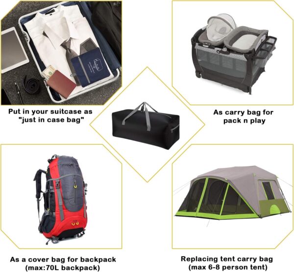 710xy8MN0FL._AC_SL1500_.jpg Foldable Duffel Bag 30" / 75L Lightweight with Water Rresistant for Travel-Black