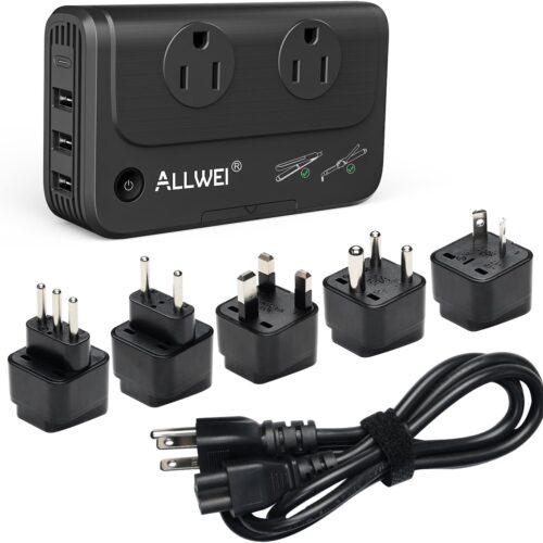 7118mMUZgRL._AC_SL1500_.jpg ALLWEI Travel Voltage Converter 220V to 110V Power International Travel Adapter for Hair Straightener/Curling Iron, Universal Power Plug Adapter UK, US, AU, EU, IT, India (Black)