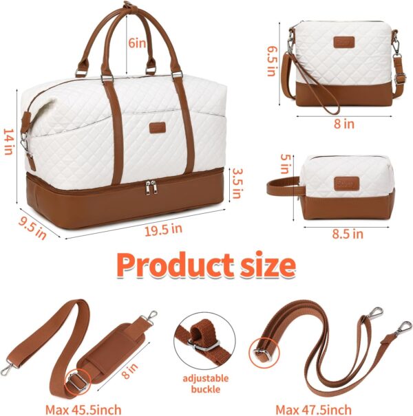 Travel Bag for Women: 21" Large Weekender Bags for Women with Shoe Compartment & Toiletry Bags, 3PCS Overnight Duffel Tote for Carry on Weekend Travel Business Trip Airplane Traveling, Gym