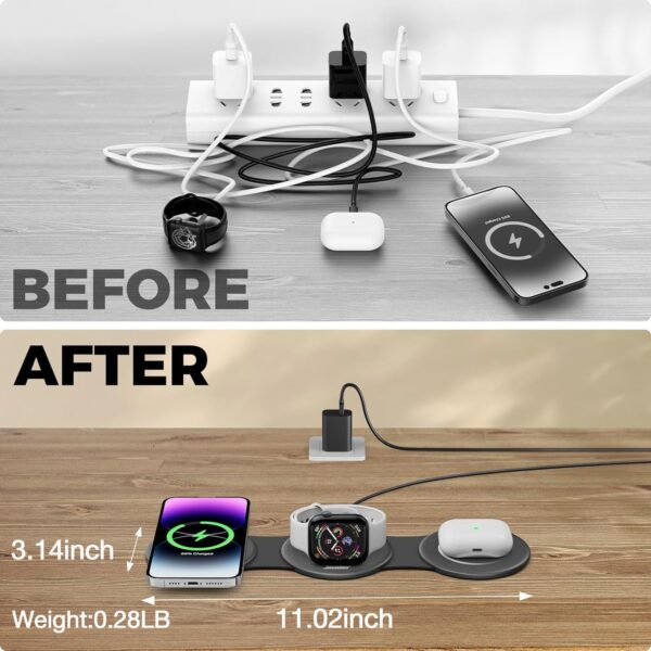 712w9UYkxFL._AC_SL1500_.jpg 3 in 1 Charging Station for Apple Multiple Devices, Foldable Travel Wireless Charger 18W for iPhone 16 15 14 13 Pro Max Plus &Apple Watch Series/Airpods