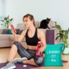 2 Pcs Large Travel Laundry Bags - Waterproof Wet/Dry, Washable, Drawstring, Bathing Suit, Workout, Gym Clothes, Swimming, Yoga - Green, Grey
