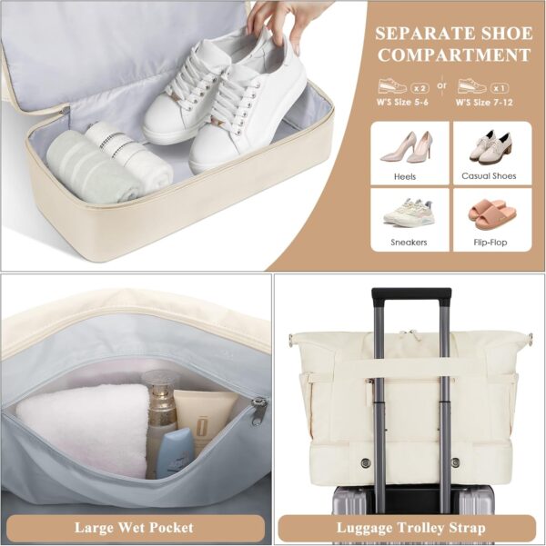 713nWoAOBxL._AC_SL1500_.jpg ETRONIK Gym Bag for Women, Personal Item Travel Bag with Shoes Compartment, Weekender Overnight Duffel Bag with Wet Pocket & USB Charging Port, Carry On Bag for Women, Travel, Gym, Weekend (Beige)