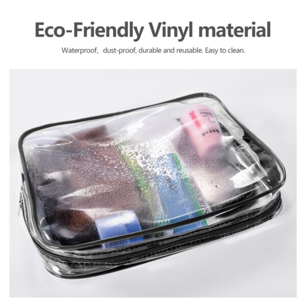 714G4yNh3EL._SL1200_.jpg 3Pcs Crystal Clear PVC Travel Toiletry Bag Kit for Women Men, Waterproof Vinyl Organizer Makeup Bags with Zipper Handle Straps, Cosmetic Bag Pouch Carry on Airport Airline Compliant Bag Handbag