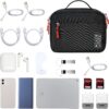MIRLEWAIY Travel Charger Cable Organizer Portable Electronics Accessories Carrying Bag Waterproof Cord Storage Case Double Layer for Hard Drives, Phone, USB, SD Card, Black