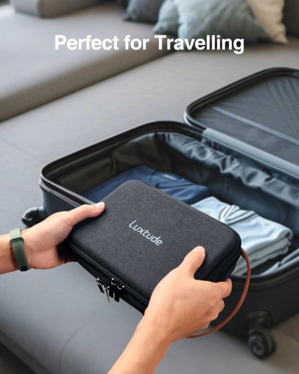 Luxtude Electronic Organizer Travel Case, Double Layer Tech Organizer Travel Case, Hard Charger Organizer, Travel Cable Organizer, Tech Bag, Travel Essentials for Charger/Mouse/Cash/Card, Tech Gifts