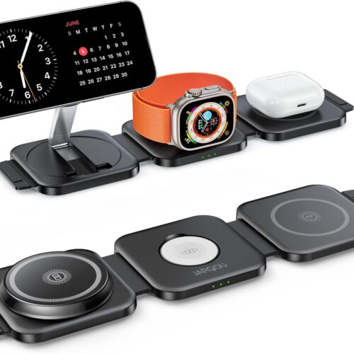714vuuc2OBL._AC_SL1500_.jpg 3 in 1 Charging Station for iPhone 16/15/14/13/12 Series, Travel Charger for Multiple Devices for AirPods 4/3/2/Pro,Wireless Charger Magnetic Charging for Apple Watch S10 Series(Black)