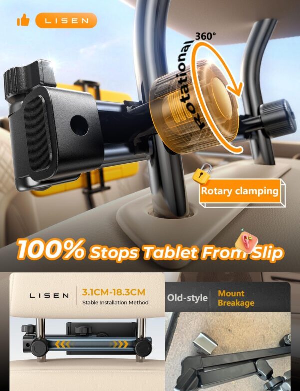 715g8bwpn5L._AC_SL1500_.jpg LISEN 3 in 1 for iPad Holder for Car Accessories for Women Interior Road Trip Essentials Camping Tablet Holder Backseat Car Organizer Car TV for Backseat Headrest iPad Car Mount Kids Fire Tablet