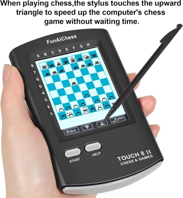 715ruiJrOEL._AC_SL1500_.jpg Handheld Electronic Chess Board 8 in 1 Touch Chess Computer Game Ai Chess Up Smart Electronic Chess Set for Adults, Kids,and Beginners Learn and Travel with Stylus Large LCD Display Gift