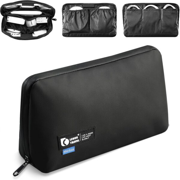 71635oV51IL._AC_SL1500_.jpg RIGHT AWAY Electronic Organizer, Travel Tech Pouch with Water Resistant Storage -Cord Organizer Bag to Carry Phone, Charger, Hard Drive, Power Bank & Accessorie Travel Essentials(BLACK)