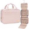 716CURzfBdL._SL1500_.jpg NISHEL Travel Toiletry Bag for women, Portable Hanging Organizer for Travel-Sized Shampoo, Conditioner, Brushes Set, makeup Accessories, Medium Size, Pink