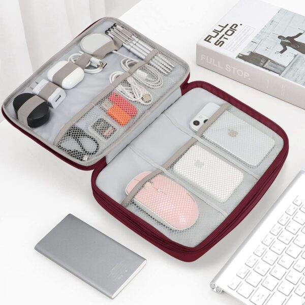716tnrSLJmL._AC_SL1500_.jpg FYY Electronic Organizer, Travel Cable Organizer Bag Pouch Electronic Accessories Carry Case Portable Waterproof Double Layers All-in-One Storage Bag for Cable, Cord, Charger, Phone, Hard Drive Red