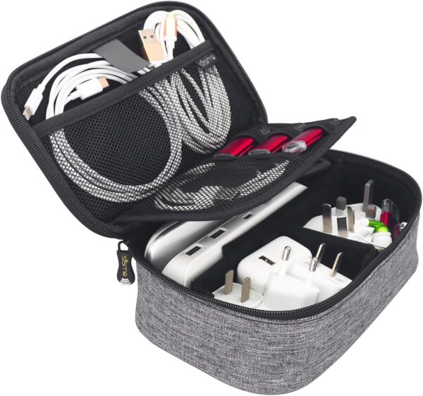 717HbBUJXOL._AC_SL1500_.jpg sisma Electronics Cords Organizer Tech Accessories Storage Case Travel Small Carrying Bag for Charging Cables Adapter USB Plugs Power Cord Leads - Grey 1680d