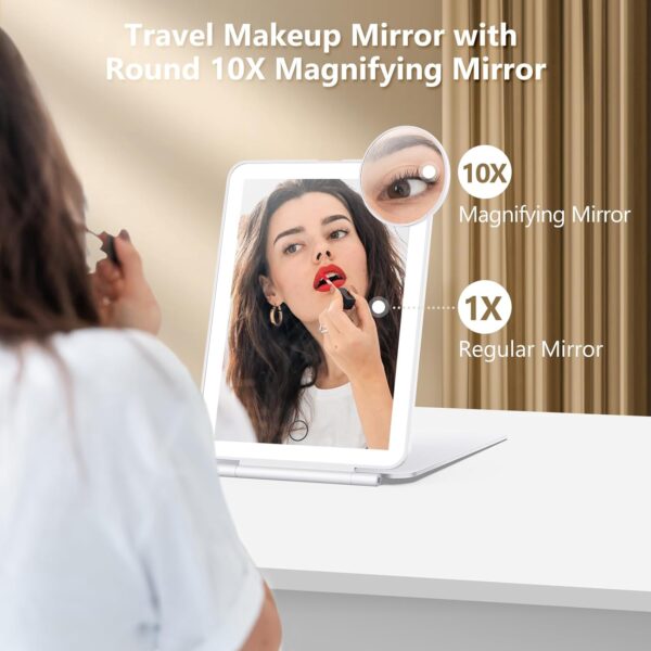 717R8w0tlWL._AC_SL1500_.jpg Rechargeable Makeup Mirror for Travel, Vanity Mirror with 80LEDs, 3 Color Light, 2000mAh Battery, Portable Ultra Slim Lighted Mirror, Travel Essential
